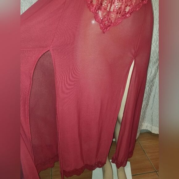 Lingerie Sleepwear burgundy lace and mesh nwt size 18W - Picture 8 of 14